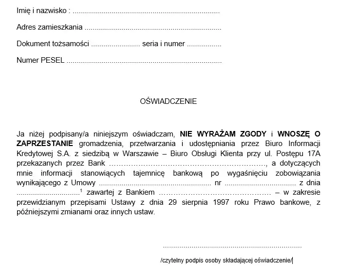 wz&oacute;r pisma do banku o usunięcie danych BIK / letter template to bank BIK data removal